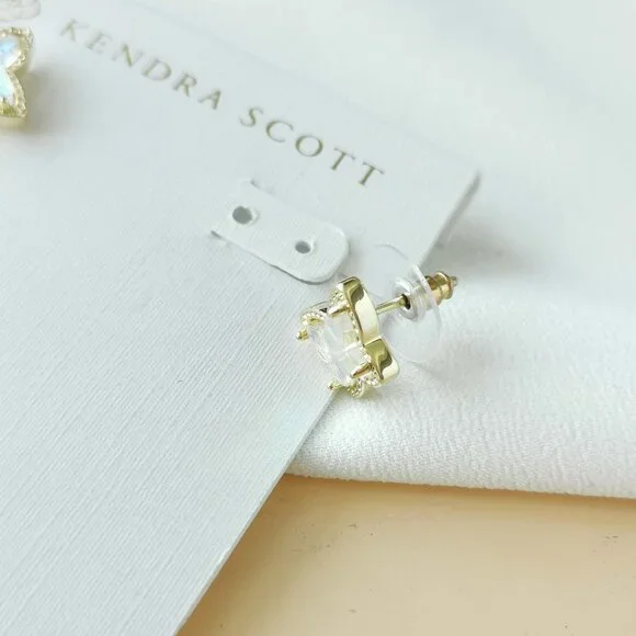 NEW Kendra Scott Lillia Butterfly Gold Dichroic Glass Stud Earrings - Picture 2 of 3